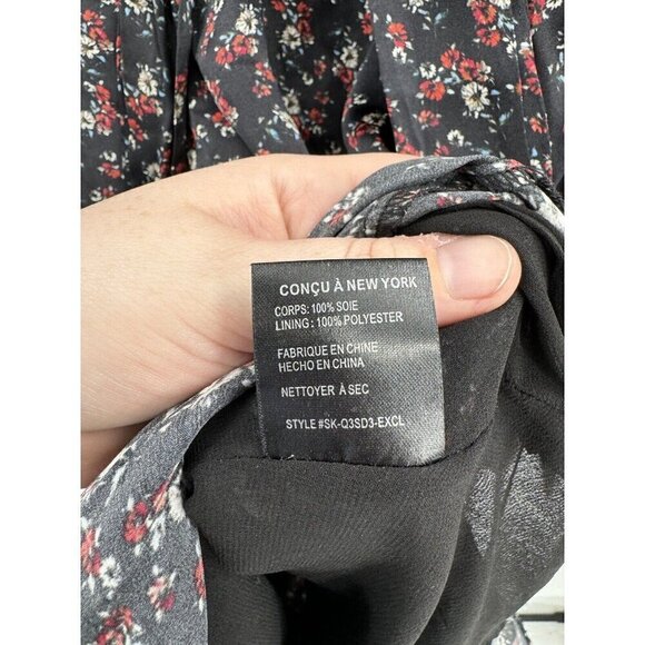 Intermix Silk Floral Necktie Dress Peplum Hem Boho Preppy Summer 4 Fairy Cottage - Picture 10 of 11